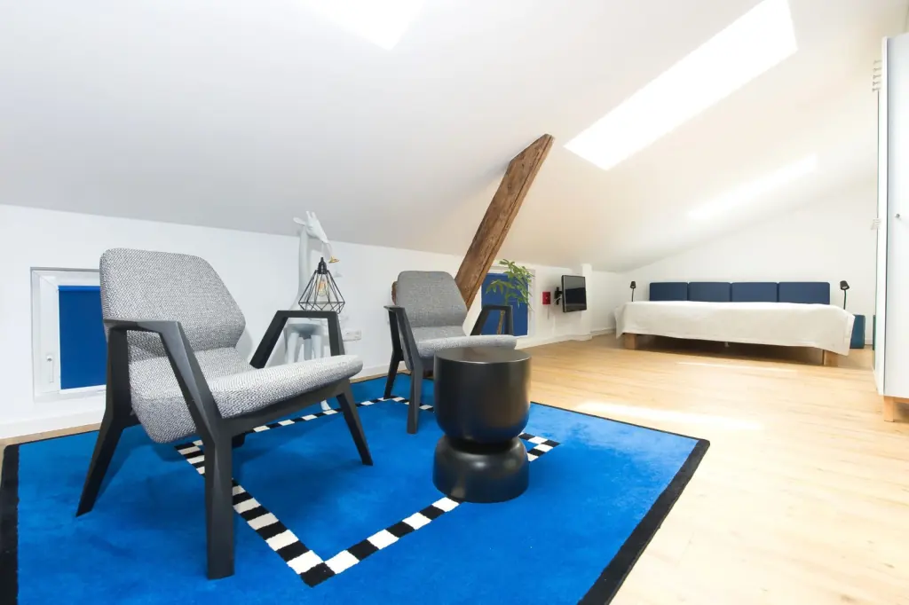 Sitzbereich im blauen Zimmer